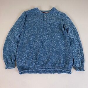 Carbon2Cobalt‎ Henley Sweater Men's XL Blue Marled Cotton Long Sleeve EUC